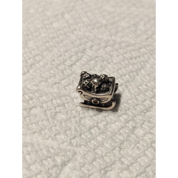 AUTHENTIC Pandora Sterling Silver Santa's Sleigh Charm w/Garnet Accent RETIRED - Picture 1 of 5